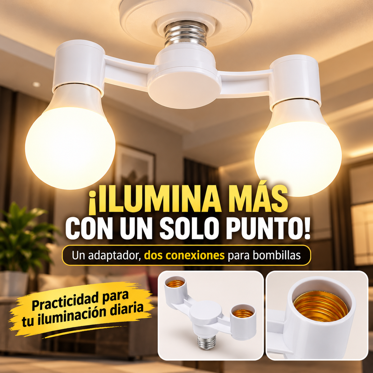 ADAPTADOR DOBLE PARA BOMBILLAS: MÁS ILUMINACIÓN EN UN SOLO PORTALÁMPARAS