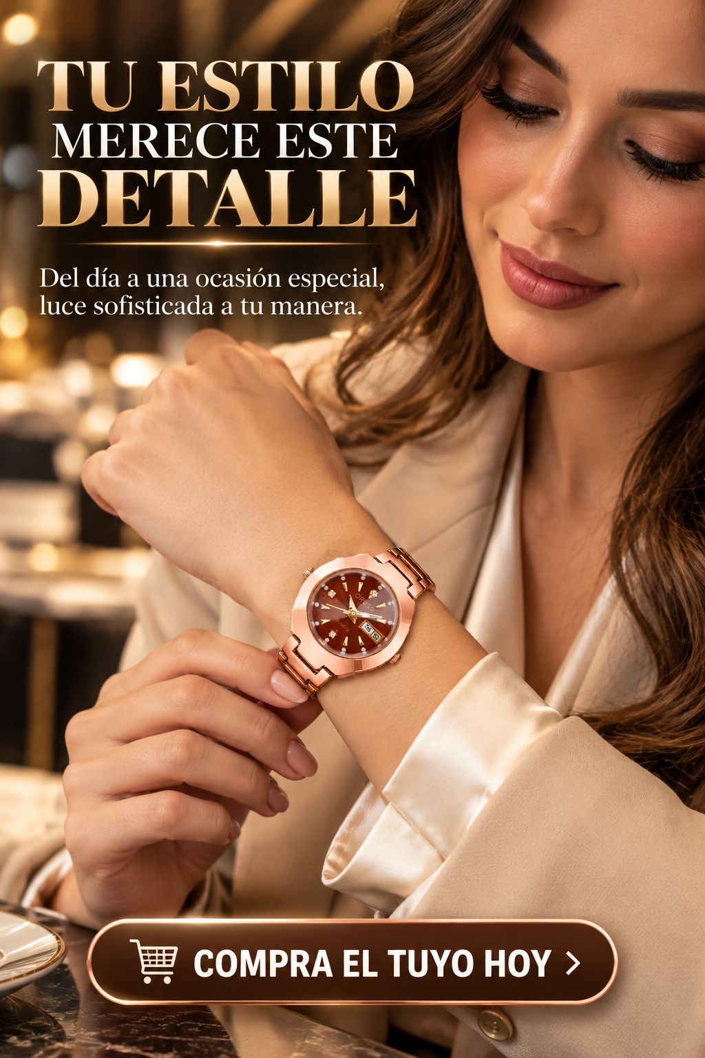 RELOJ DE LUJO ORO ROSA