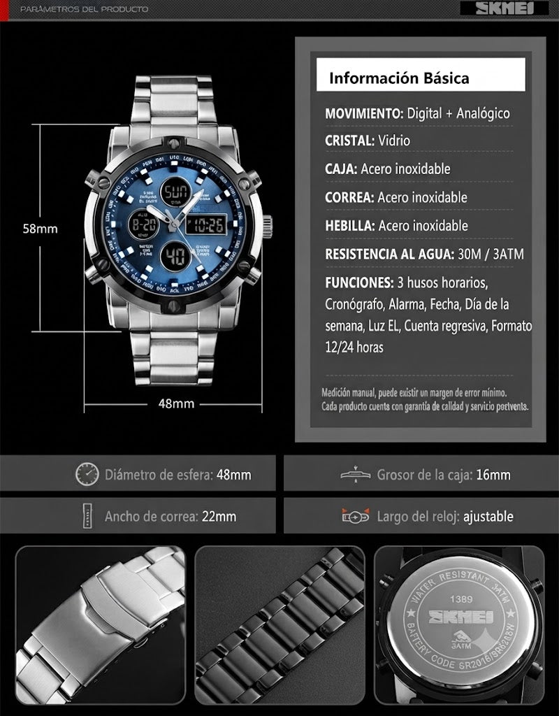 RELOJ MILITAR TACTICO-DOBLE PANTALLA QUE IMPONE PRESENCIA