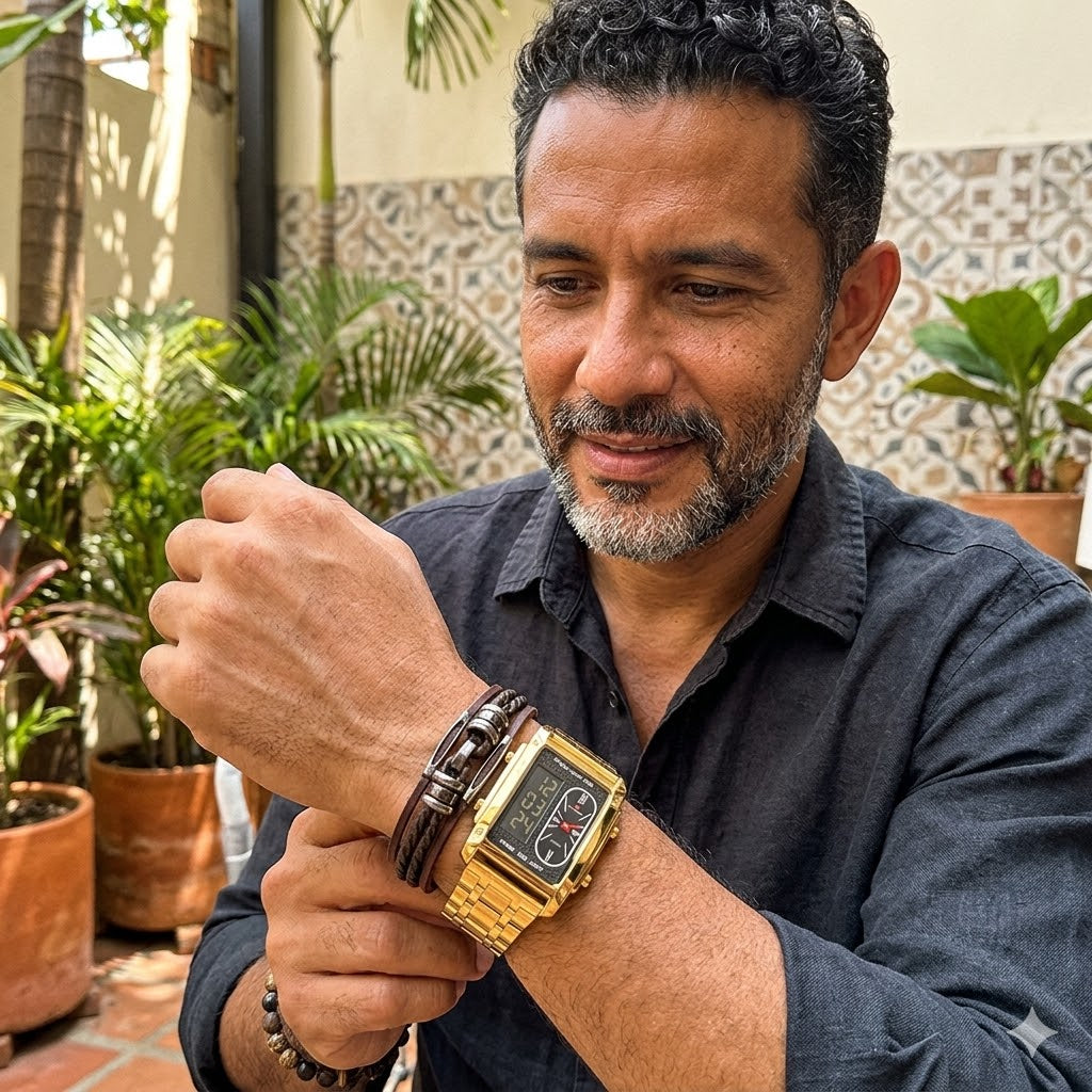 RELOJ DOBLE PANTALLA FUTURISTA - FABRICADO DE MATERIALES IMPECABLES