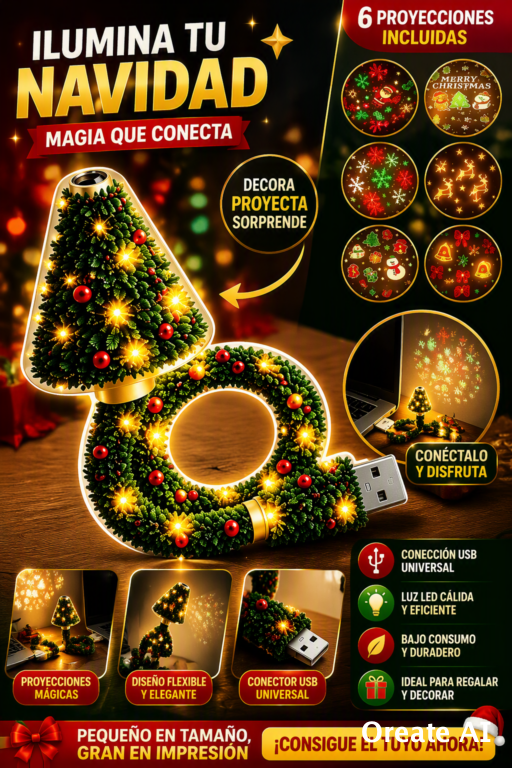 PROYECTOR DE TECHO CON DISEÑO DE ÁRBOL DE NAVIDAD PARA CREAR UN AMBIENTE MÁGICO