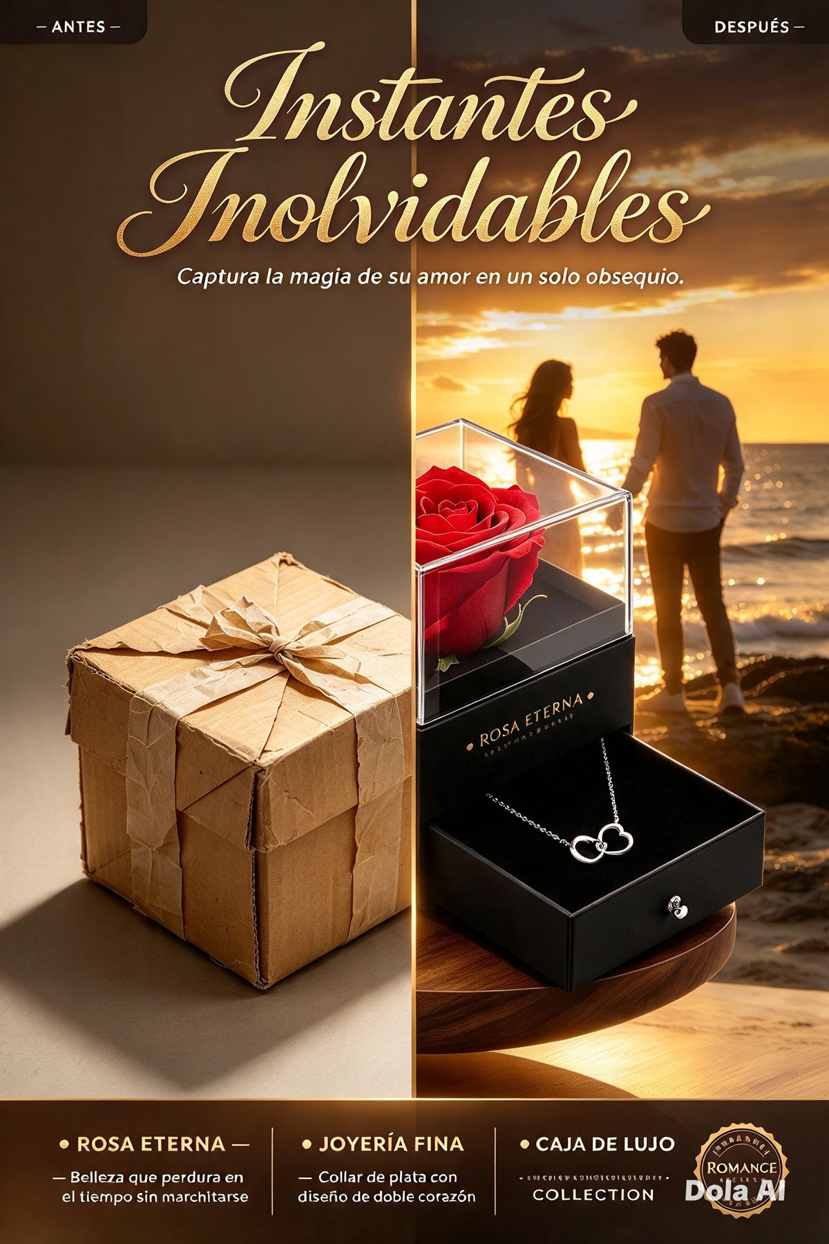 CONJUNTO DE REGALO DE COLLAR DE CORAZÓN ROMÁNTICO PARA MUJER