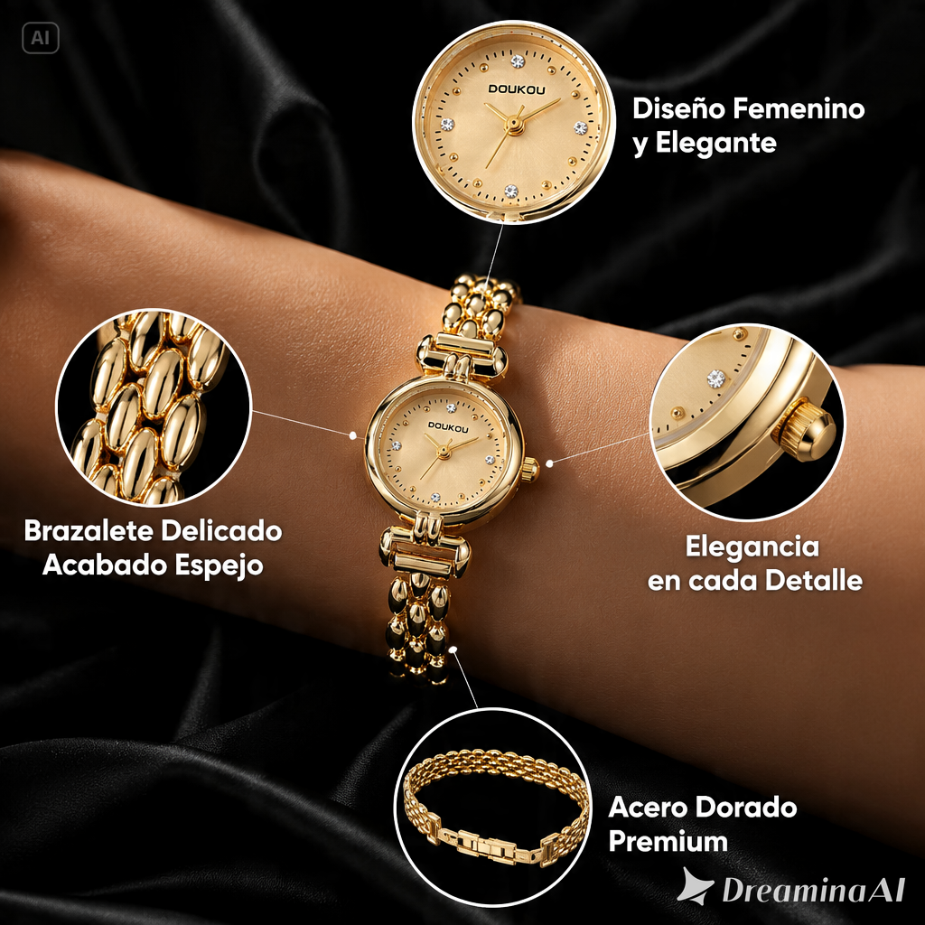 RELOJ DE PULSERA DORADO-EL ACCESORIO PERFECTO PARA DESLUMBRAR
