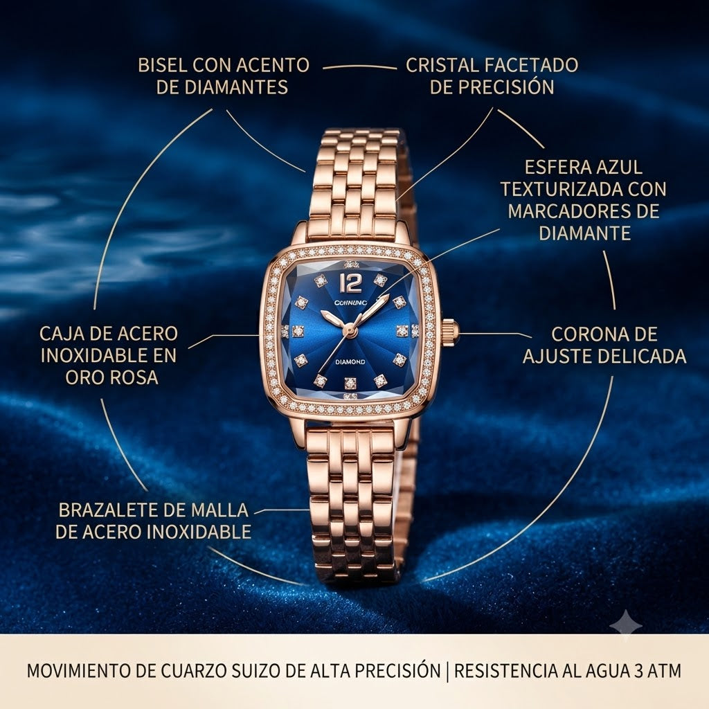 RELOJ SUIZO PARA DAMA ELEGANTE-DISEÑO VERSATIL PERFECTO PARA BRILLAR