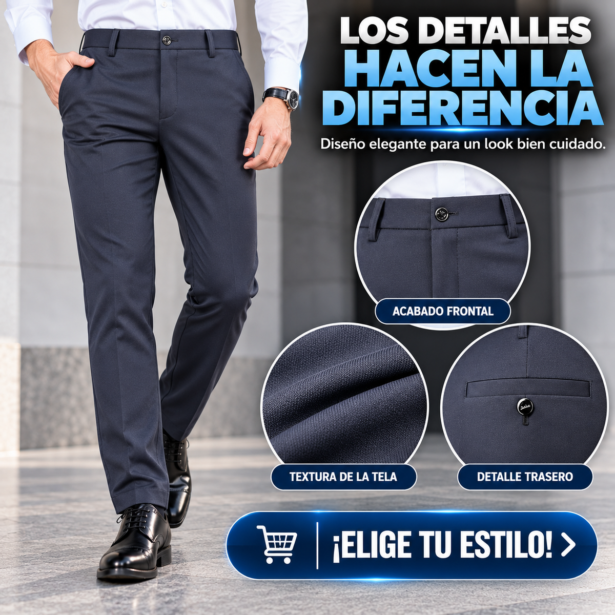 PANTALÓN DE VESTIR ELÁSTICO PARA HOMBRE
