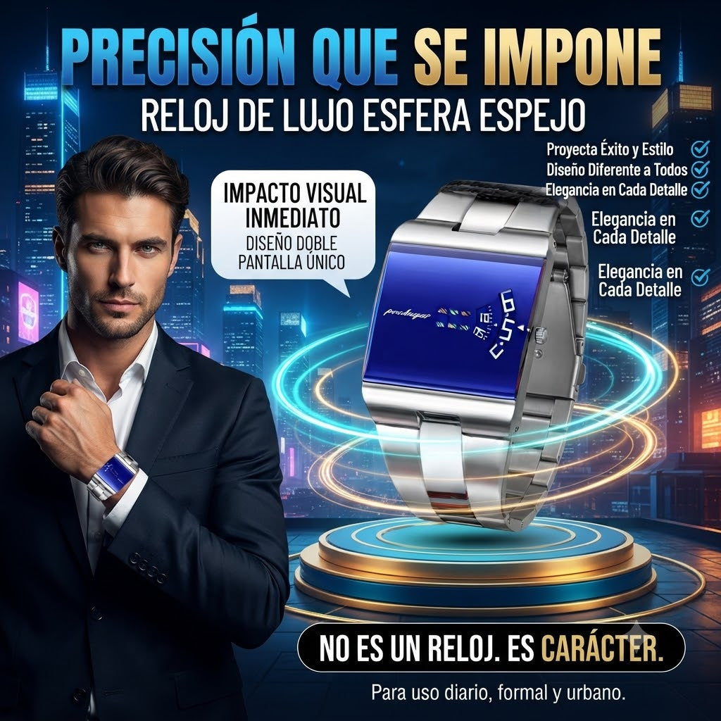 RELOJ CON DISEÑO EXCLUSIVO - MATERIALES FINOS Y RESISTENTES AL AGUA LA
