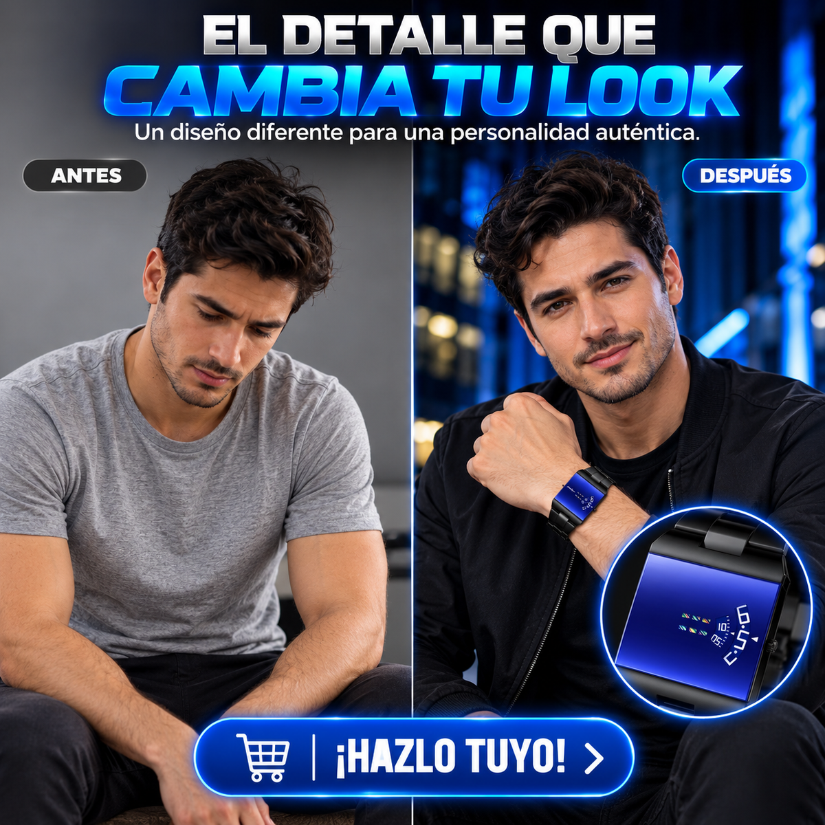 RELOJ FUTURISTA DE PANTALLA AZUL TIK