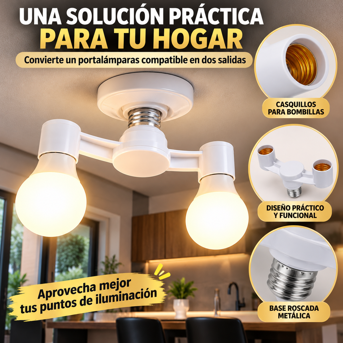 ADAPTADOR DOBLE PARA BOMBILLAS: MÁS ILUMINACIÓN EN UN SOLO PORTALÁMPARAS