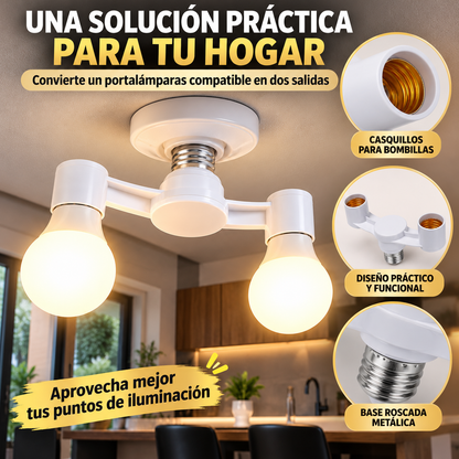 ADAPTADOR DOBLE PARA BOMBILLAS: MÁS ILUMINACIÓN EN UN SOLO PORTALÁMPARAS
