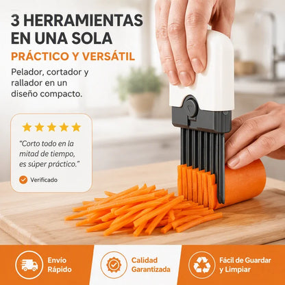 VERSATIL CORTADOR 3 EN 1-PRACTICO UTENSILIO MULTIFUNCIONAL COMPACTO Y SEGURO