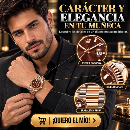 RELOJ ELEGANTE COLOR ORO ROSA PARA HOMBRE