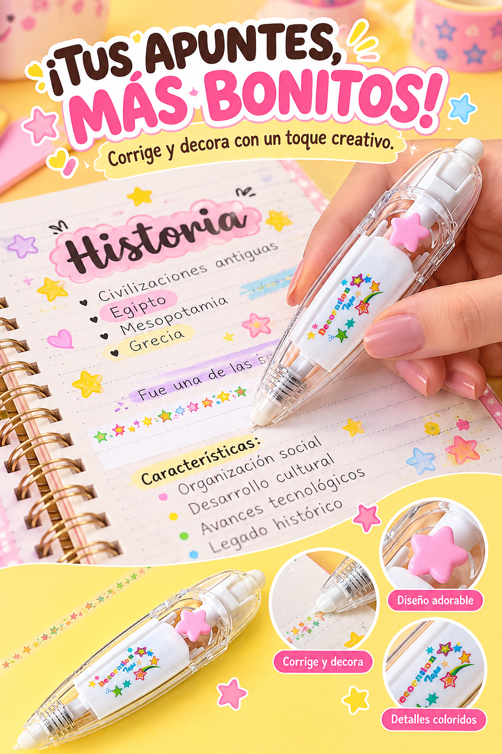 CINTA DECORATIVA ESTRELLA-DECORA TUS APUNTES CON MAGIA Y CREATIVIDAD