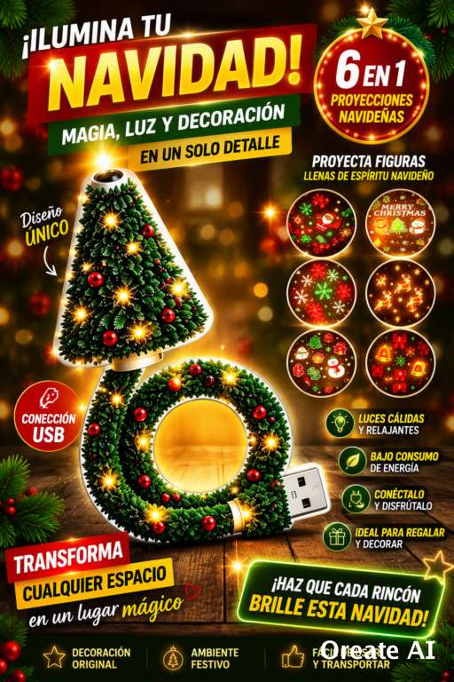 PROYECTOR DE TECHO CON DISEÑO DE ÁRBOL DE NAVIDAD PARA CREAR UN AMBIENTE MÁGICO
