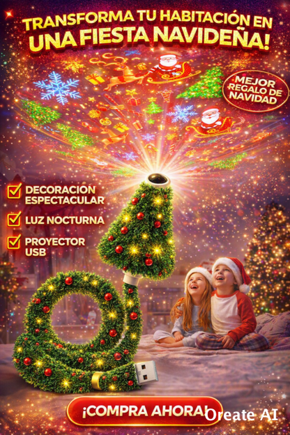 PROYECTOR DE TECHO CON DISEÑO DE ÁRBOL DE NAVIDAD PARA CREAR UN AMBIENTE MÁGICO