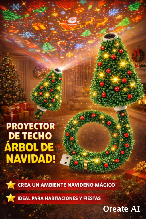 PROYECTOR DE TECHO CON DISEÑO DE ÁRBOL DE NAVIDAD PARA CREAR UN AMBIENTE MÁGICO