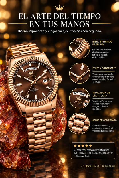 RELOJ PARA HOMBRE BAÑADO EN ORO ROSA-EL PODER DEL TIEMPO EN TUS MANOS