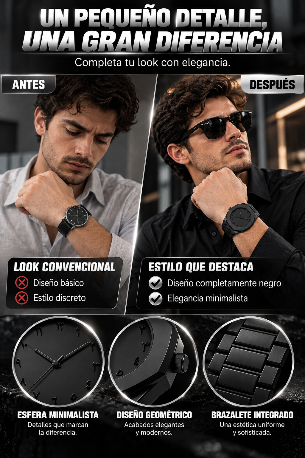 ¡RELOJ TOTAL BLACK-ELEGANCIA Y ESTILO EN UNA SOLA PIEZA