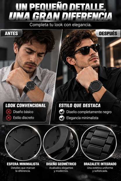 ¡RELOJ TOTAL BLACK-ELEGANCIA Y ESTILO EN UNA SOLA PIEZA