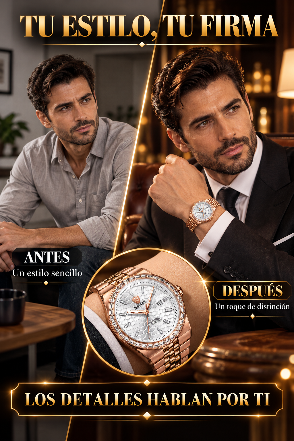 RELOJ HOMBRE ELEGANTE-DESCUBRE LA ELEGANCIA Y EL LUJO QUE HARÁN BRILLAR CADA MOMENTO DE TU VIDA