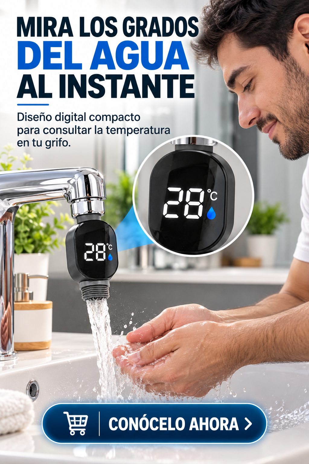 TERMÓMETRO DIGITAL PARA GRIFO CON PANTALLA LED