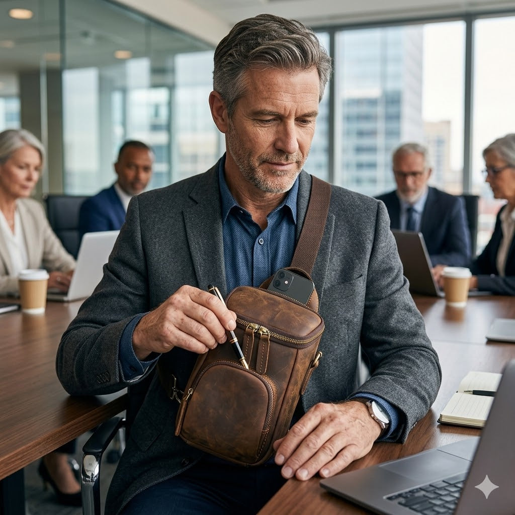 BOLSO DE CUERO - IMPERMEABLE Y DISEÑADO PARA UN HOMBRE ELEGANTE