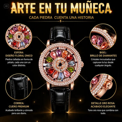 RELOJ DE ALTA GAMA CON ESFERA GIRATORIA-CRISTALES MULTICOLORES Y DISEÑO DESLUMBRNATE