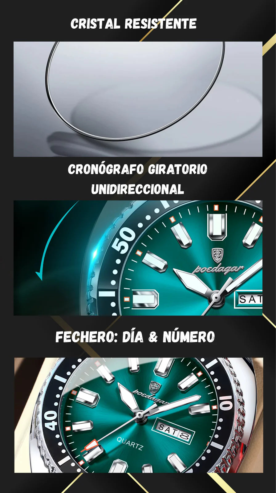 RELOJ DE LUJO POEDAGAR GREEN POWER