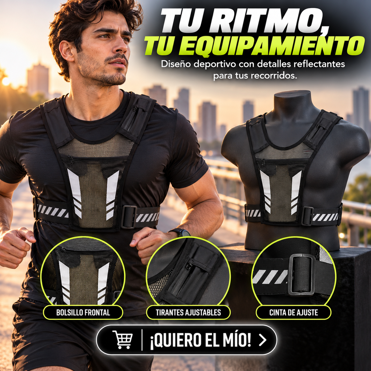 CHALECO REFLECTANTE DEPORTIVO PARA CORRER CON MAYOR VISIBILIDAD