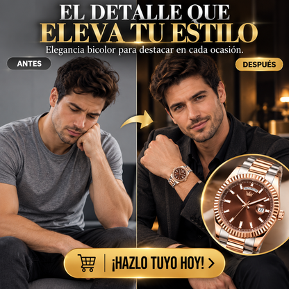 RELOJ ELEGANTE COLOR ORO ROSA PARA HOMBRE