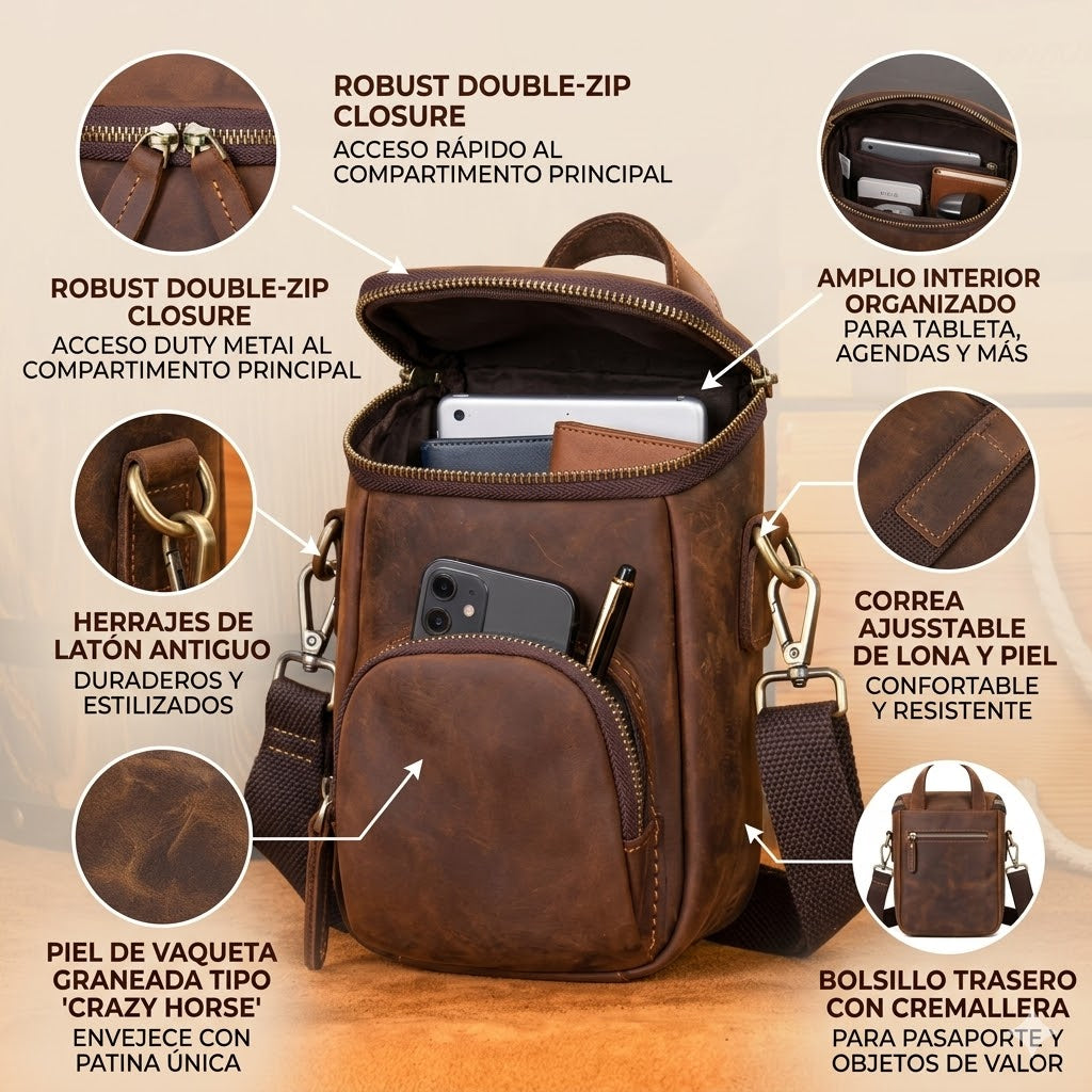 BOLSO DE CUERO - IMPERMEABLE Y DISEÑADO PARA UN HOMBRE ELEGANTE