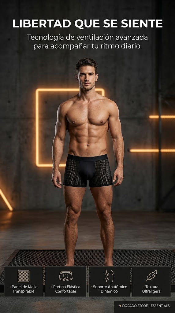 ROPA INTERIOR MASCULINA DE MALLA DE SEDA DE HIELO TRANSPIRABLE, SUAVE Y CÓMODA CON ABSORCIÓN DE HUMEDAD (PACK DE 3 UNIDADES)