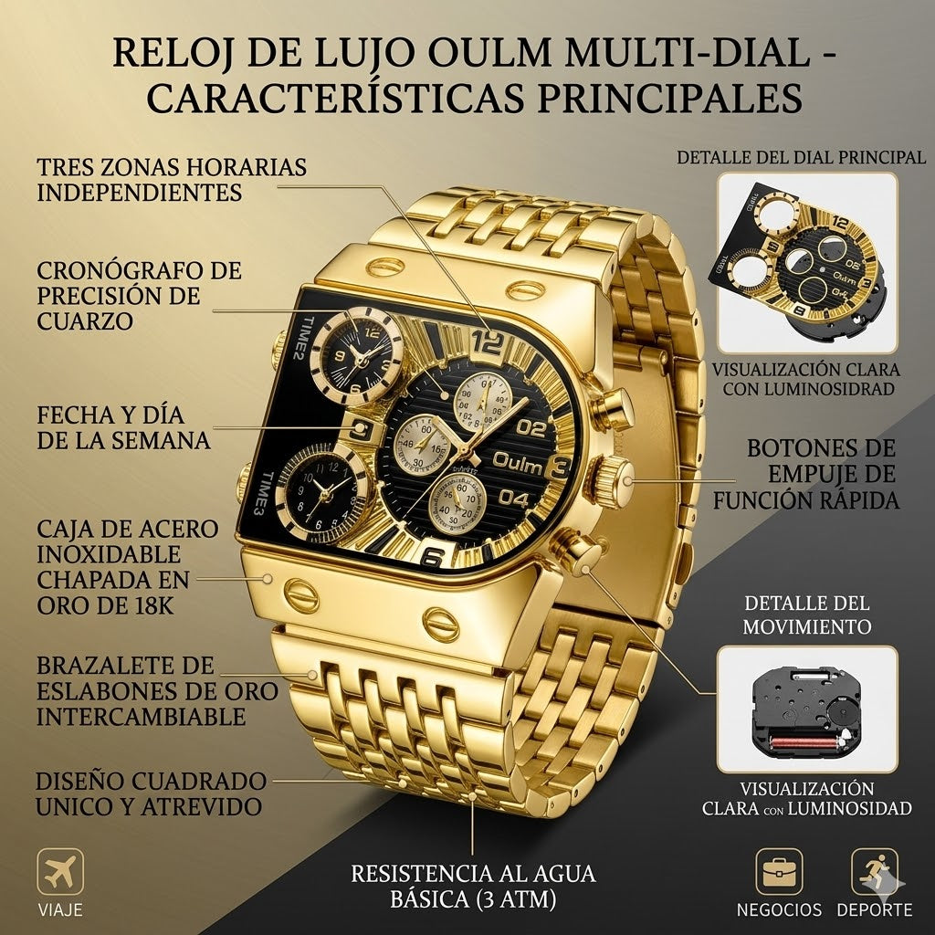 RELOJ DORADO FUTURISTA - RESISTENTE Y FUERTE A LOS GOLPES TIK