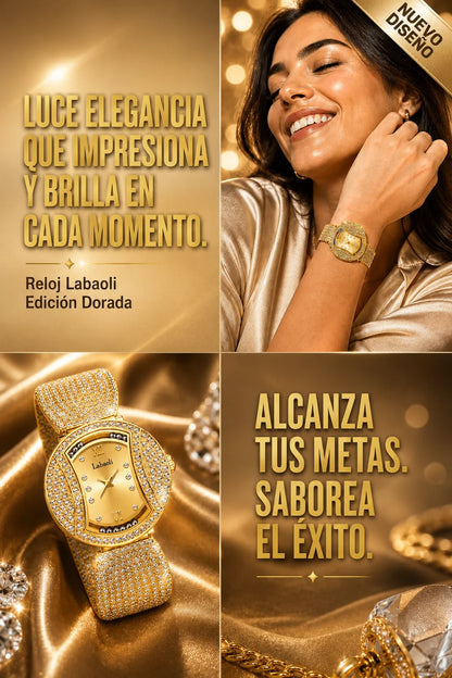 RELOJ JOYA LABAOLI DORADO-ELEGANCIA Y GLAMOUR EN CADA SEGUNDO