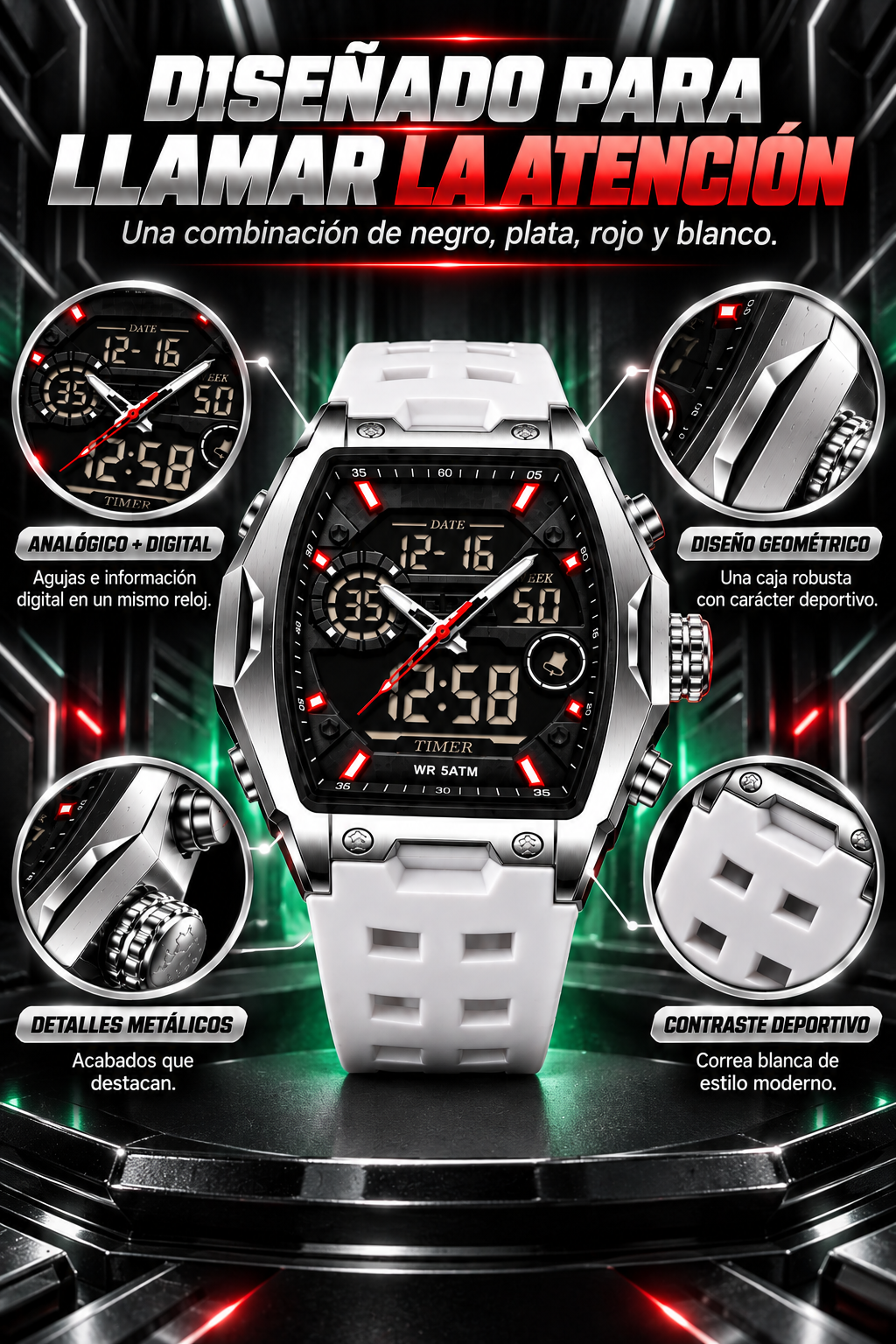 RELOJ DEPORTIVO SAMDA CON DISEÑO FUTURISTA Y MÁXIMO ESTILO