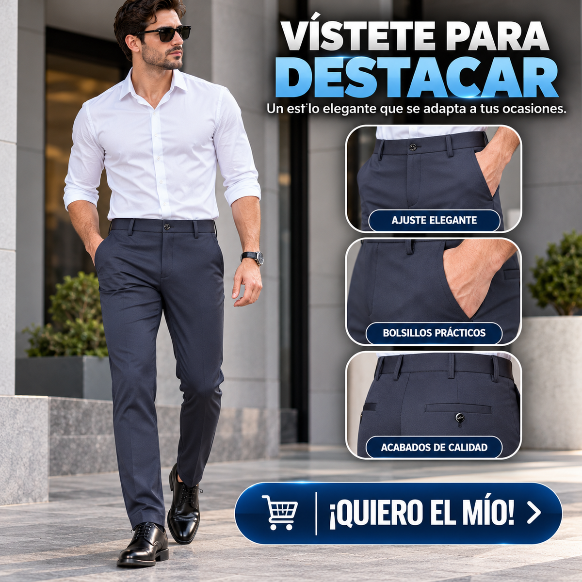 PANTALÓN DE VESTIR ELÁSTICO PARA HOMBRE