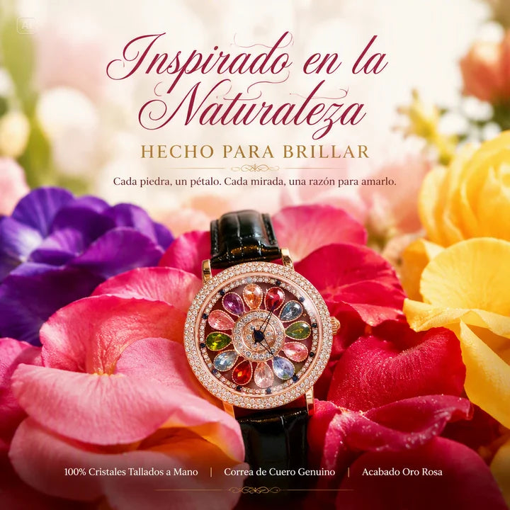 RELOJ DE ALTA GAMA CON ESFERA GIRATORIA-CRISTALES MULTICOLORES Y DISEÑO DESLUMBRNATE