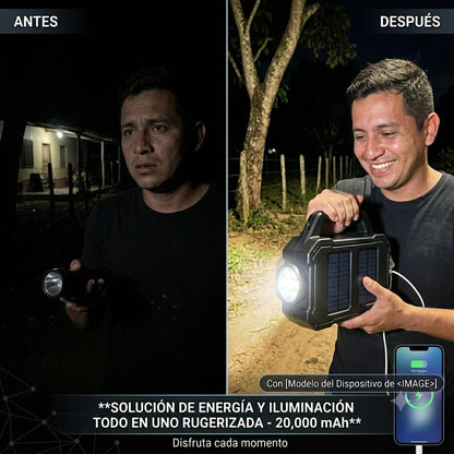 LINTERNA LED RECARGABLE CON LUZ SOLAR - ILUMINA TUS NOCHES OSCURAS