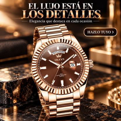 RELOJ ELEGANTE ORO ROSA CON ACABADO DE LUJO