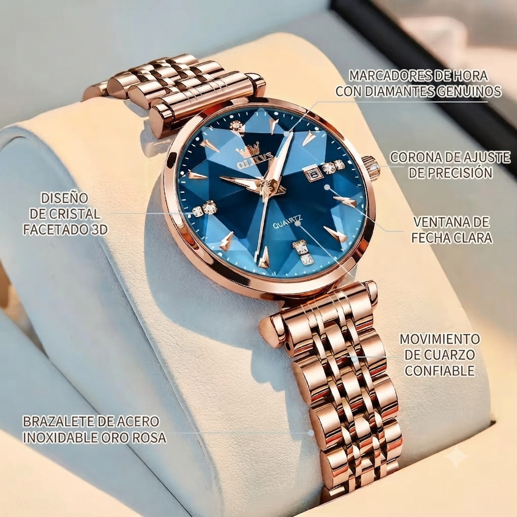RELOJ DIAMOND BLUE-DISEÑO EXCLUSIVO PARA MUJERES QUE DESTACAN