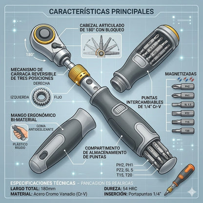DESTORNILLADOR MAGNETICO - LLEVA TODO  LO QUE NESECITAS EN 1 HERRAMIENTA