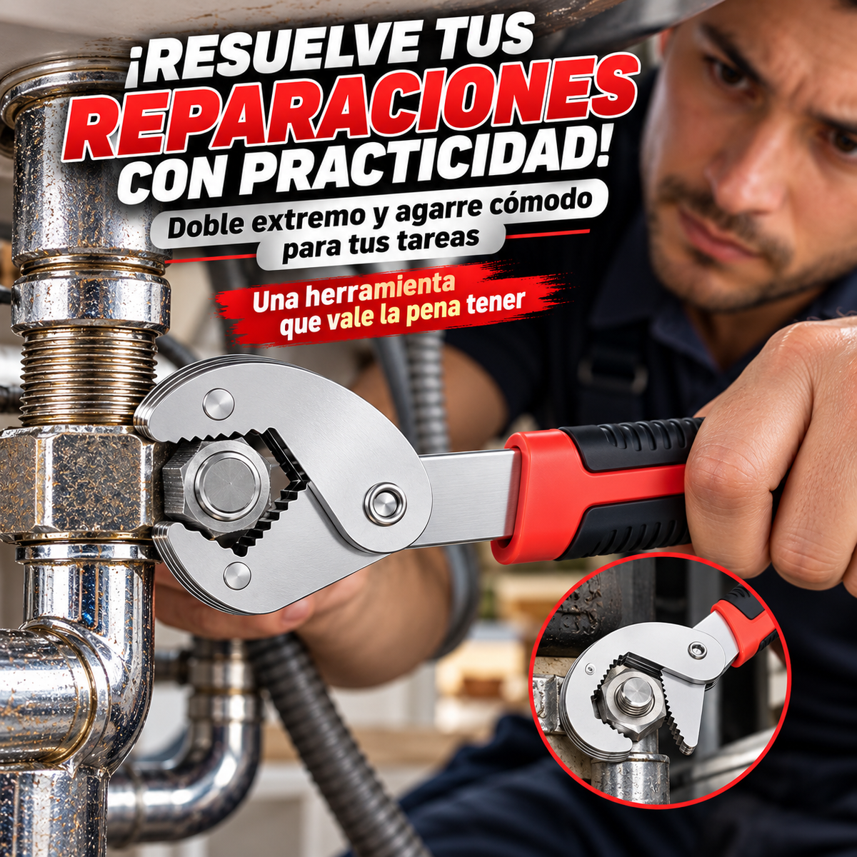 LLAVE UNIVERSAL AUTOAJUSTABLE PARA TUERCAS Y TUBERÍAS
