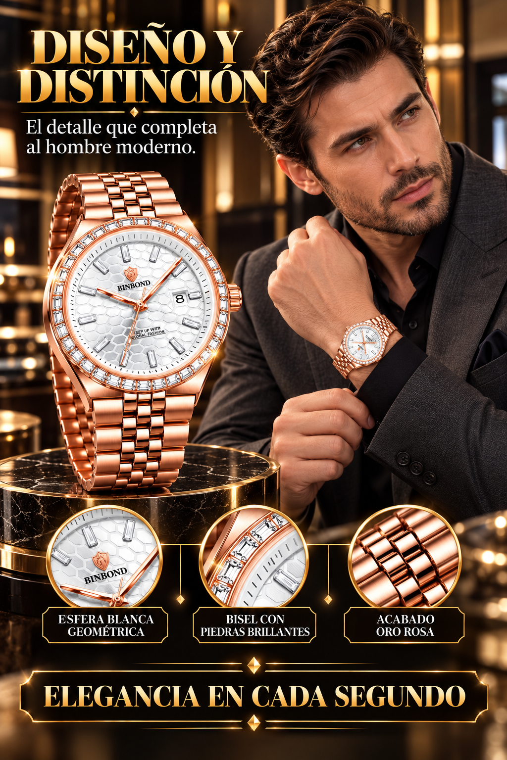 RELOJ HOMBRE ELEGANTE-DESCUBRE LA ELEGANCIA Y EL LUJO QUE HARÁN BRILLAR CADA MOMENTO DE TU VIDA