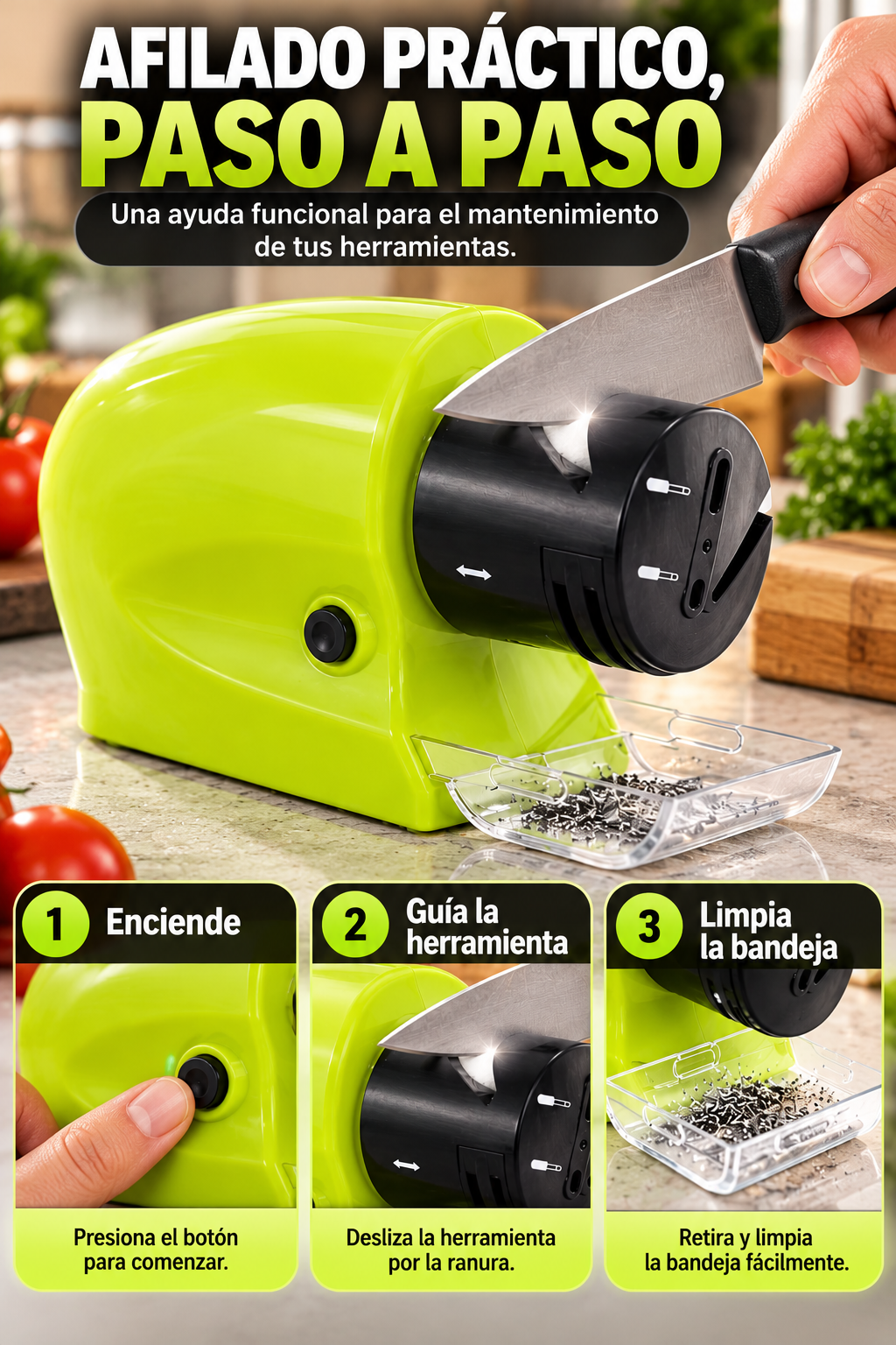 AFILADOR ELÉCTRICO MULTIFUNCIONAL - PRACTICO AL UTILIZARLO