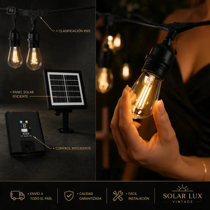 GUIRNALDA CON PANEL SOLAR-10M CON +20 FOCOS