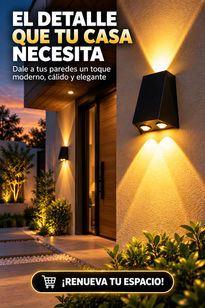 LÁMPARA SOLAR DE PARED CON LUZ DOBLE-ILUMINA TU FACHADA CON ENERGÍA SOLAR(PACK 2 UNIDADES)