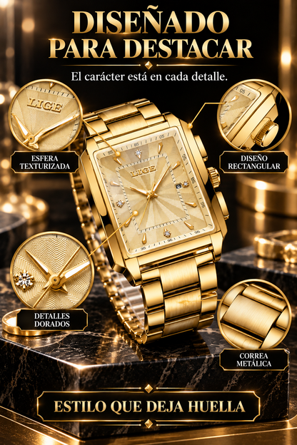 RELOJ DORADO DE LUJO -   DISTINCIÓN CON ACABADOS DE ALTA GAMA EN CADA DETALLE