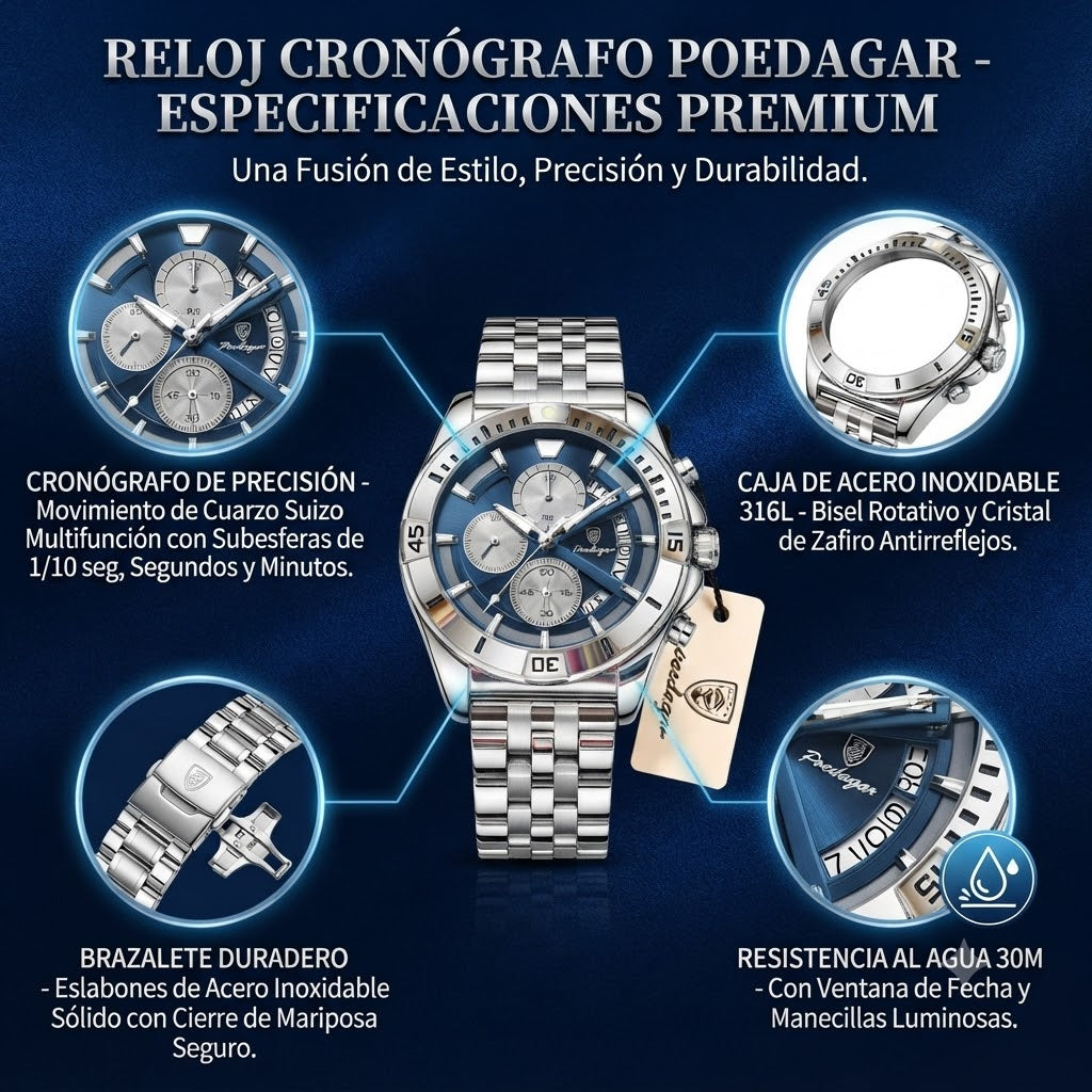 RELOJ CRONOGRAFO-MULTIFUNCIONAL PERFECTO PARA USO DIARIO