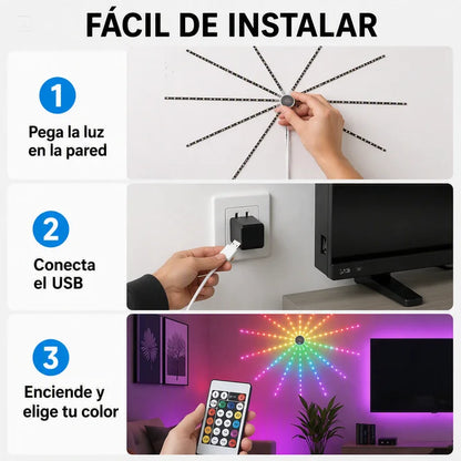 TIRA DE LUCES MULTICOLORES-FUEGOS ARTIFICIALES EN TU PARED TODO EL AÑO