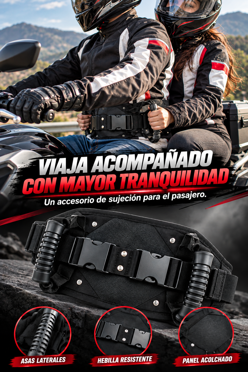 CINTURON DE SEGURIDAD PARA MOTO-MÁS CONTROL Y ESTABILIDAD PARA TUS RECORRIDOS