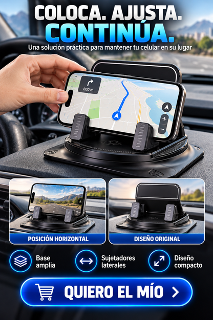 SOPORTE PARA CELULAR-BASE ADHERENTE, SUJECIÓN AJUSTABLE Y DISEÑO VERSÁTIL